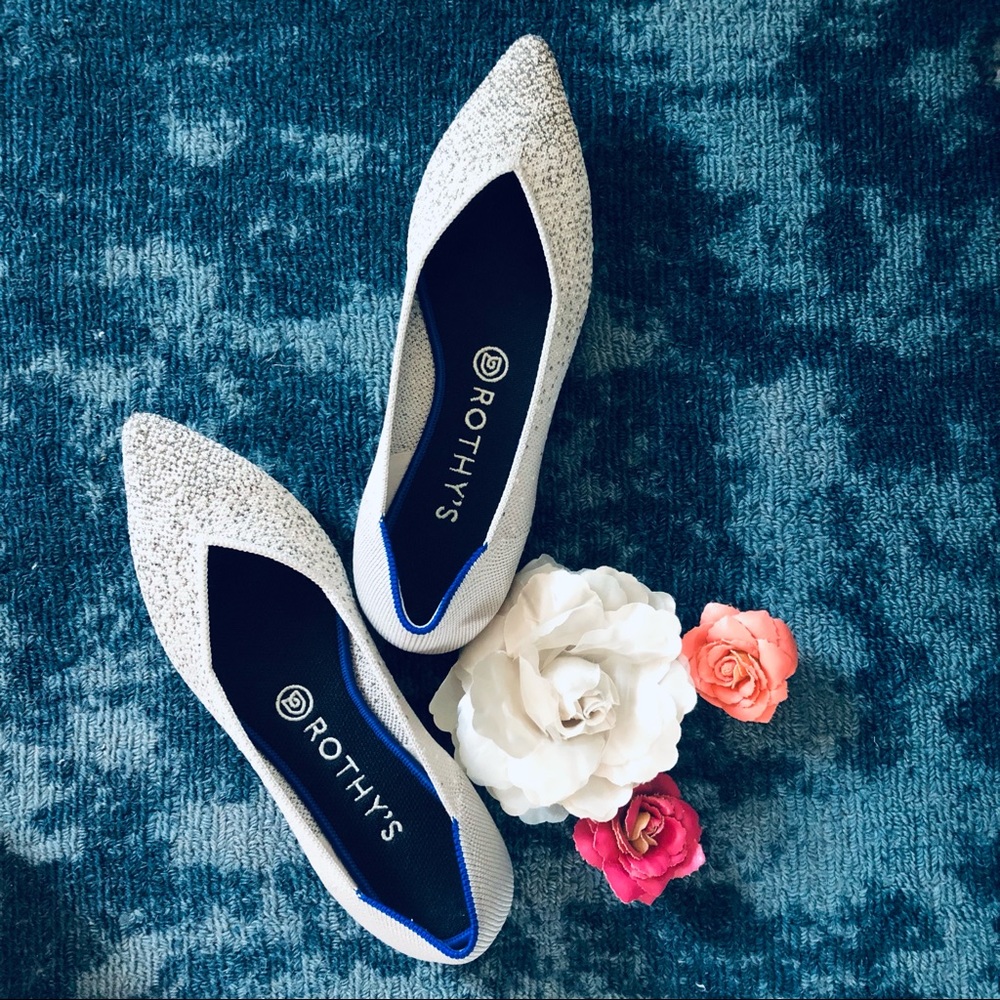 Rothy’s Limited Edition Pearl Metallic point flat.